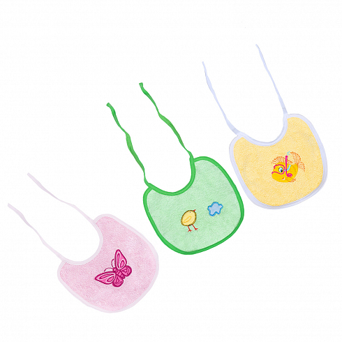 Набор нагрудников с вышивкой, 2 слоя, 100% хлопок, 3 шт. в упаковке, сердца (BN00604)