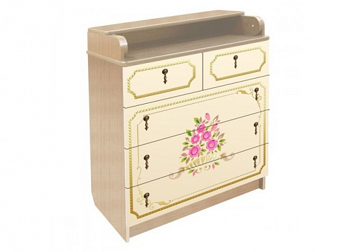 КДП 80/5-100 Комод с трансфор.крышкой 5 ящ. Роза