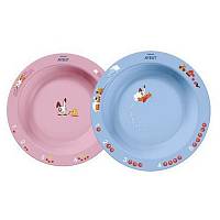 Глубокая тарелка 450 мл, 12 м+, голубая и розовая