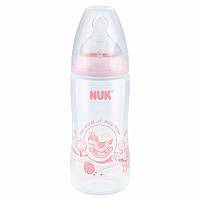 First Choice Plus BABY ROSE Бутылочка пласт 300мл с сил. соской со сред. отв. для пищи М, р-р 1