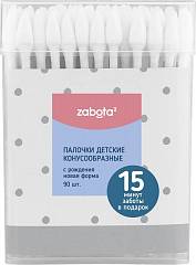 Детские ватные палочки zabota2, конусообразные, 90 шт., хлопок, (PP)