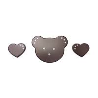 Декоративная накладка "Мишка+два маленьких сердечка" со стразами
